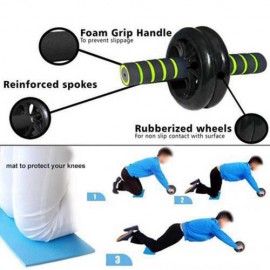 AB Roller Wheel Muscle Trainer Muscle Trainer + Knee Support / Fitness Straps