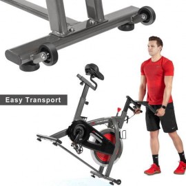 Indoor Cycling Bike w/4-Way Adjustable Handlebar+ Seat LCD Monitor/Pulse Sensor