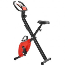 Folding Exercise Bike with 8-Level Adjustable Resistance With LCD Monitor Red