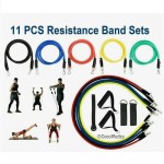 11 PCS Set Yoga Pilates Resistance Bands Abs Exercise Fitness Tube Workout Band